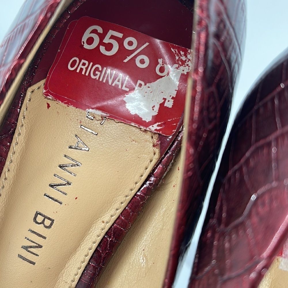 Gianni Bini wine red faux python print metallic platform heel heels shoes NWOT - Picture 14 of 14